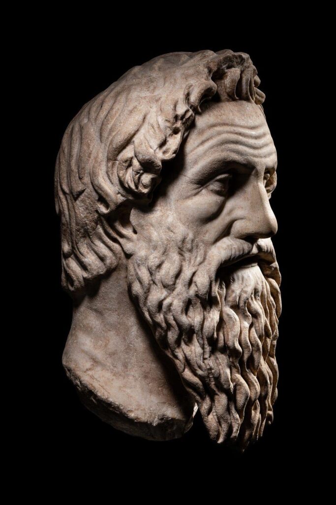 Hindman LLC (Bill Ross). (2021). A Roman Marble Portrait Head of Antisthenes [Marble sculpture]. Retrieved from [A Roman Marble Portrait Head of Antisthenes (hindmanauctions.com)]
